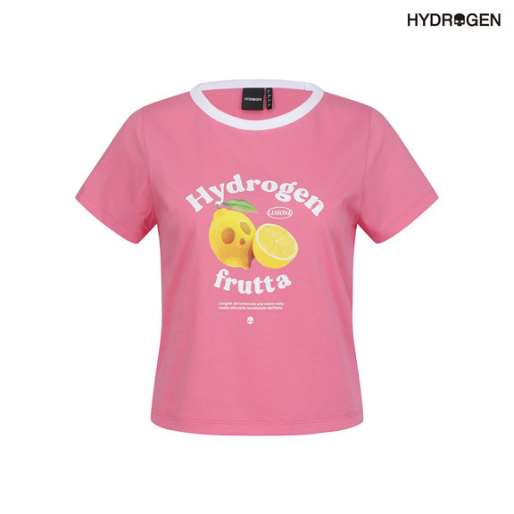 코랄,여성,상의,티셔츠,액티비티,라이프스타일,크롭,반팔,H21D2TR615_CO,하이드로겐, hydrogen